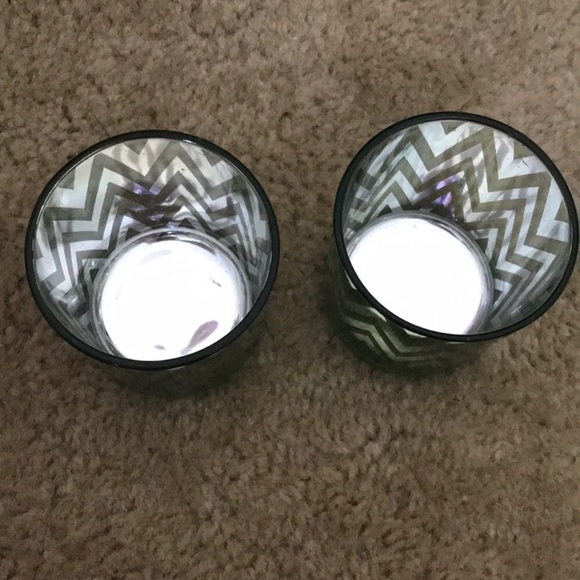 Chevron Candle holders green and silver - Picture 3 of 4